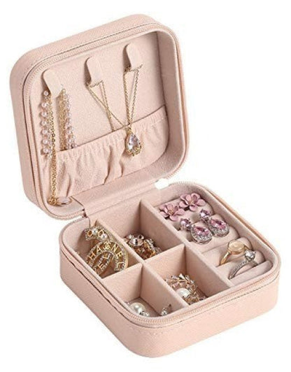 Leather Small Jewelry Box, Travel Portable Jewelry Case For Ring, Pendant, Earring, Necklace, Bracelet