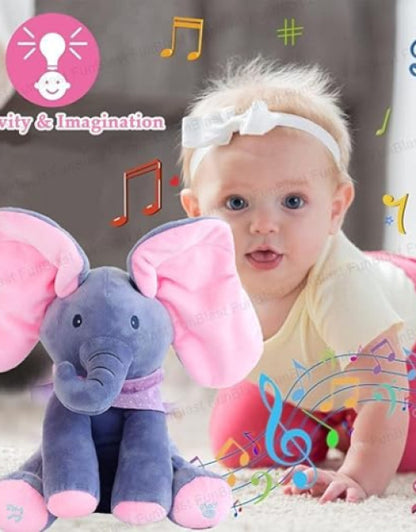 Peekaboo Interactive Elephant Musical Stuffed Toy, Animal Plush for Children