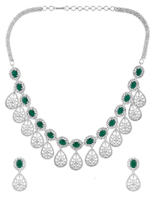 Sparkling Elegance Radiant Reverie American Diamond Necklace Set |Necklace Sets For Women| Short Necklace Set For Women|Wedding|Party|Gift For Women|American Diamond|Cz Necklace Sets|